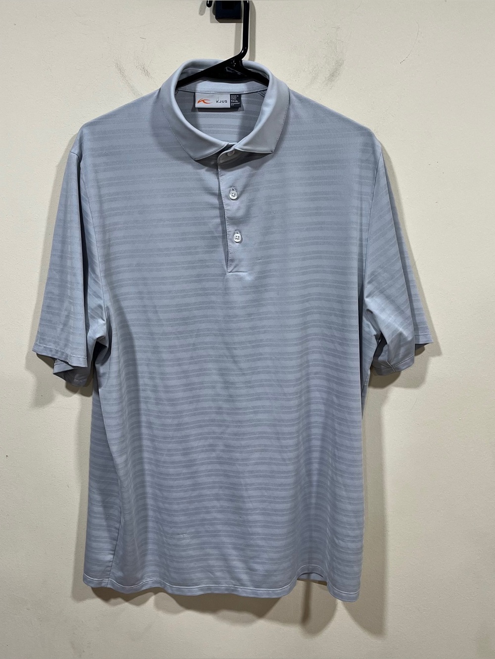 KJUS Polo Shirt Mens XL White Leaf Print UPF 50+ Comfort Fit Golf Performance